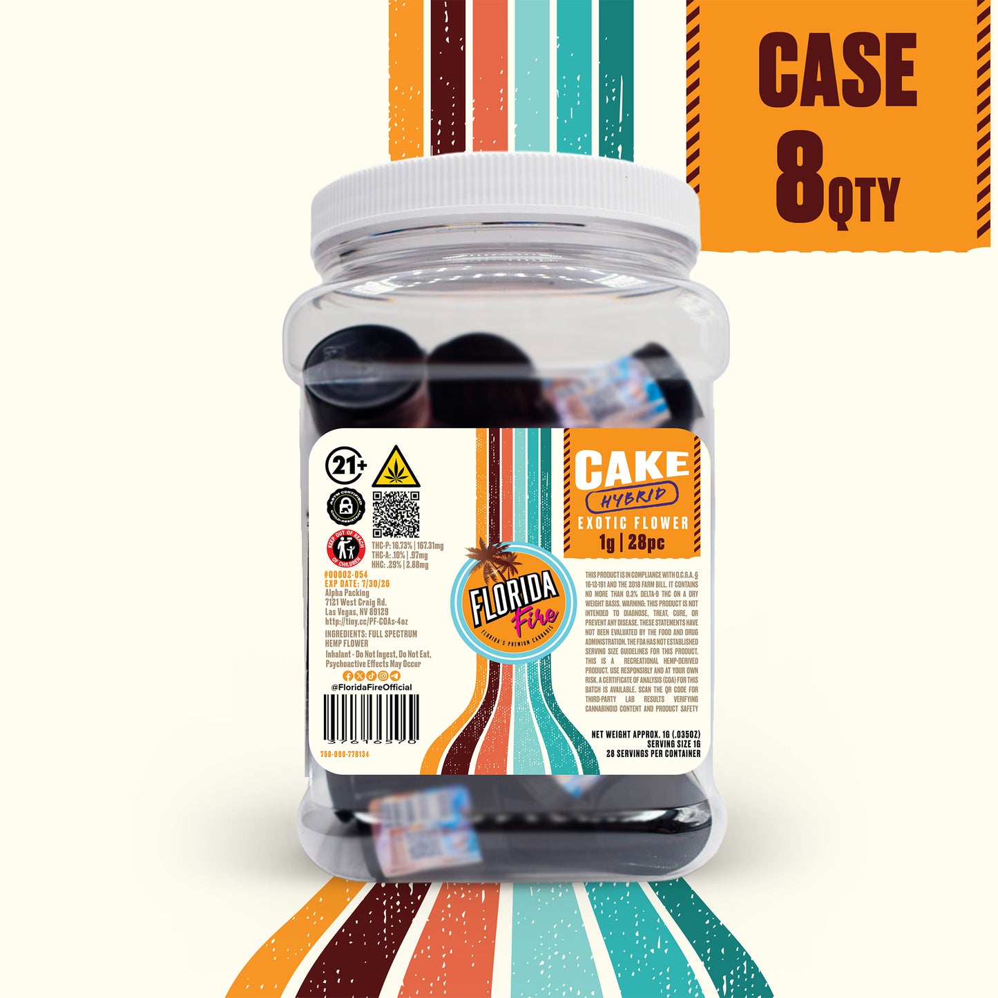 Florida Fire Flower Premium 1g (28 in Jar) [Case of 8]