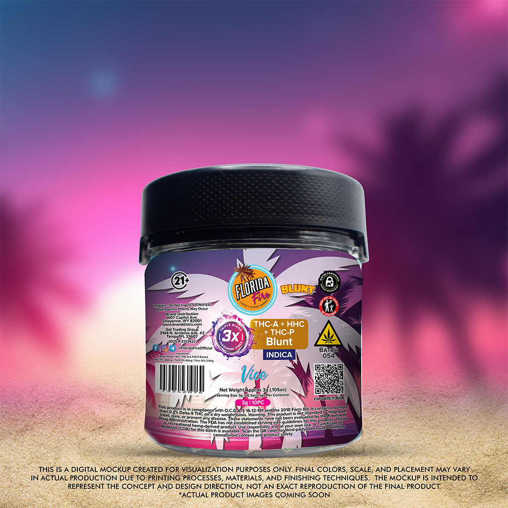 Florida Fire Blunt 3X 3g (10 in Jar) [Case of 10]